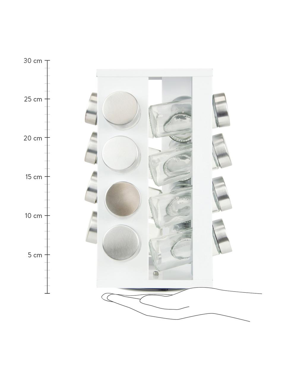 Draaibaar kruidenrek Soho met opbergdozen B 18 x H 29 cm, 17 st., Frame: gecoat metaal, kunststof, Wit, edelstaalkleurig, B 18 x H 29 cm