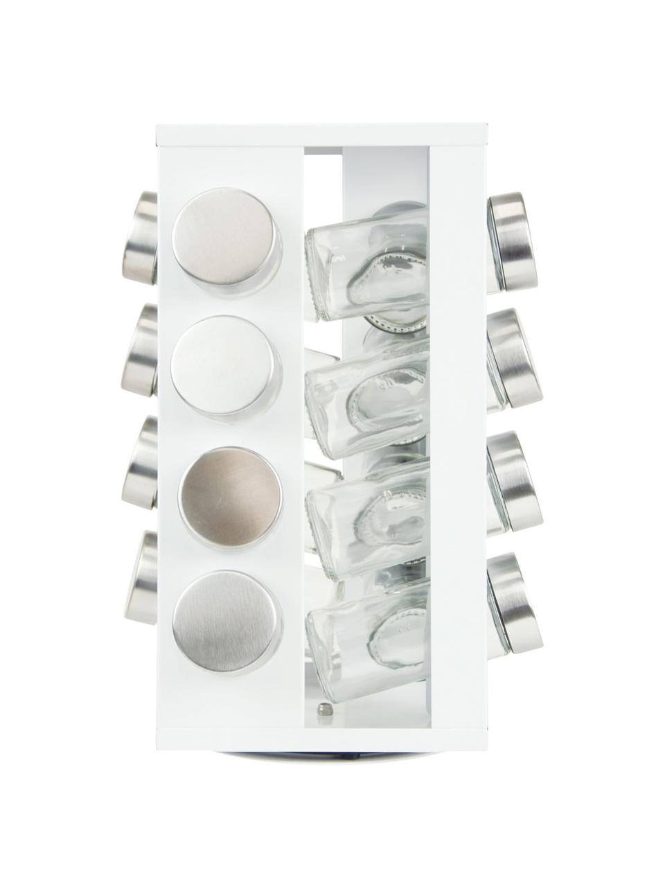 Drehbares Gewürzregal Soho mit Aufbewahrungsdosen, 17-tlg., Gestell: Metall, beschichtet, Kuns, Weiß, B 18 x H 29 cm