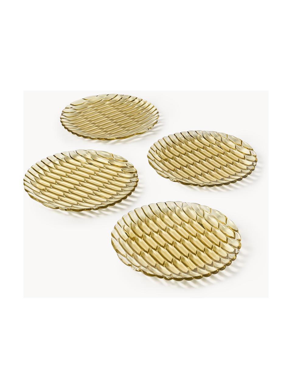 Snídaňové talíře se strukturálním vzorem Jellies, 4 ks, Umělá hmota, Světle žlutá, Ø 22 cm