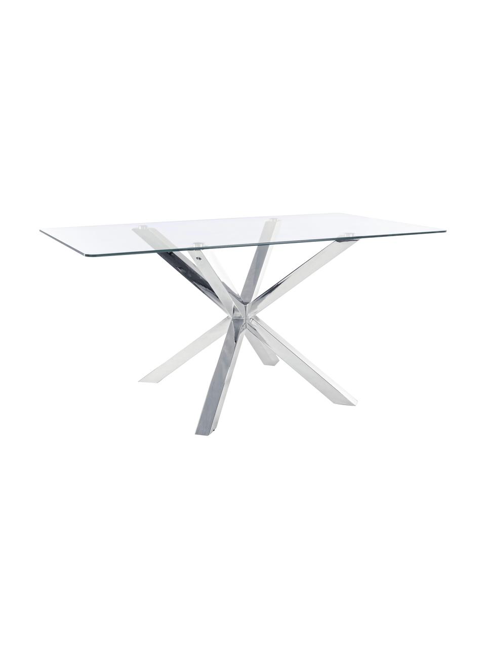 Table avec plateau en verre May, Plateau : transparent Pieds : acier inoxydable