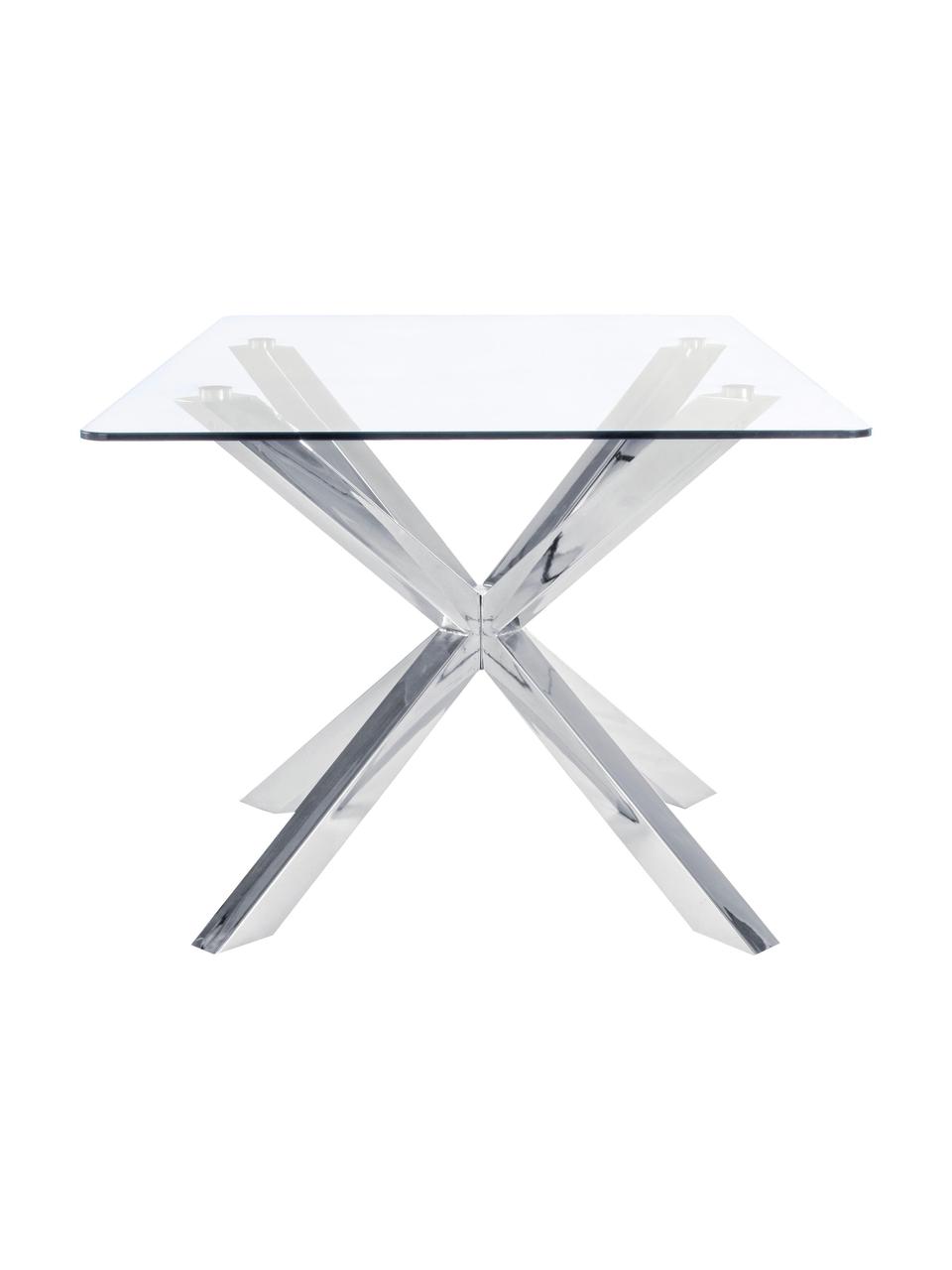 Jídelní stůl se skleněnou deskou May, Deska stolu: transparentní Nohy: nerezová ocel