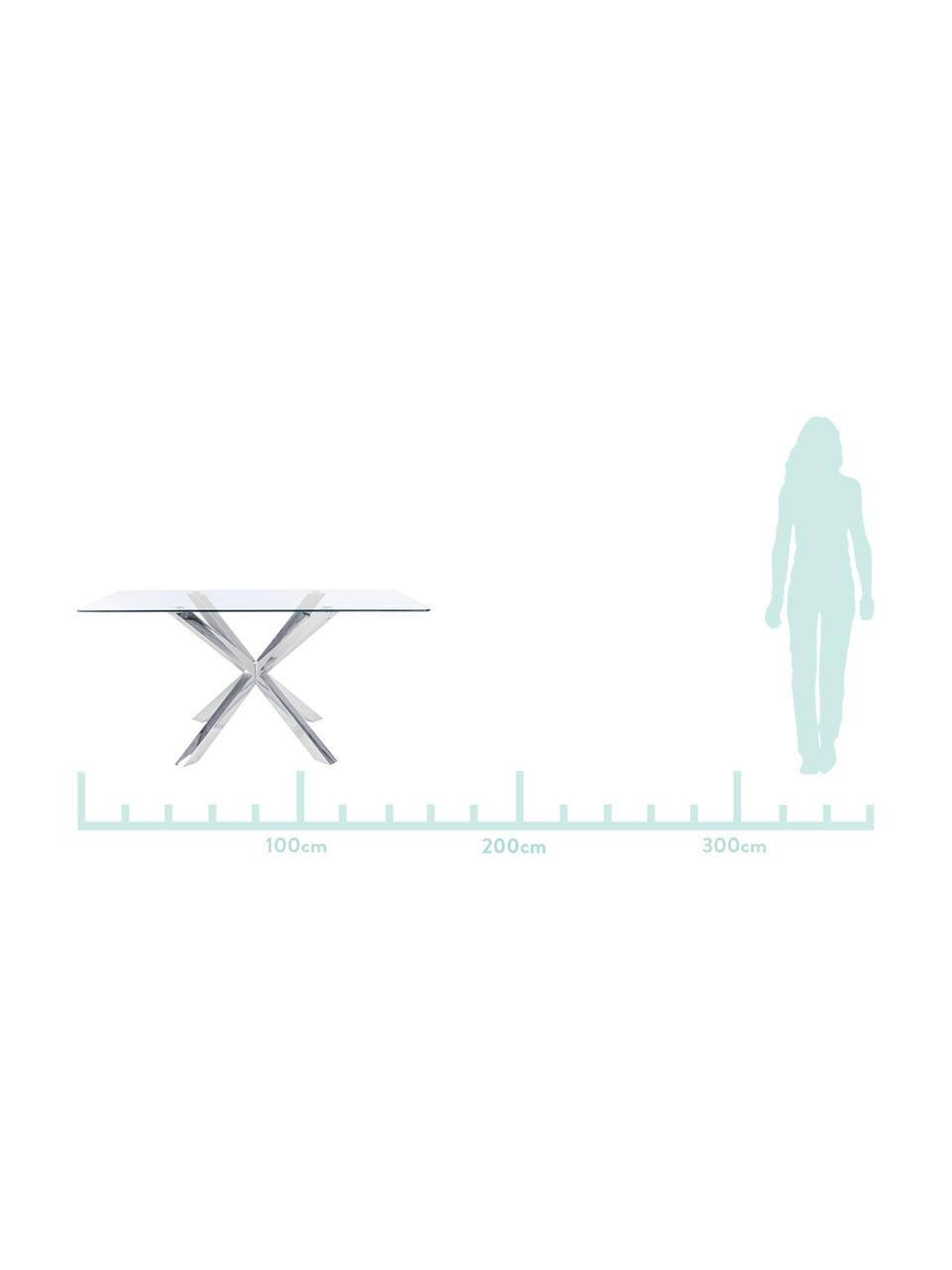 Table avec plateau en verre May, Plateau : transparent Pieds : acier inoxydable