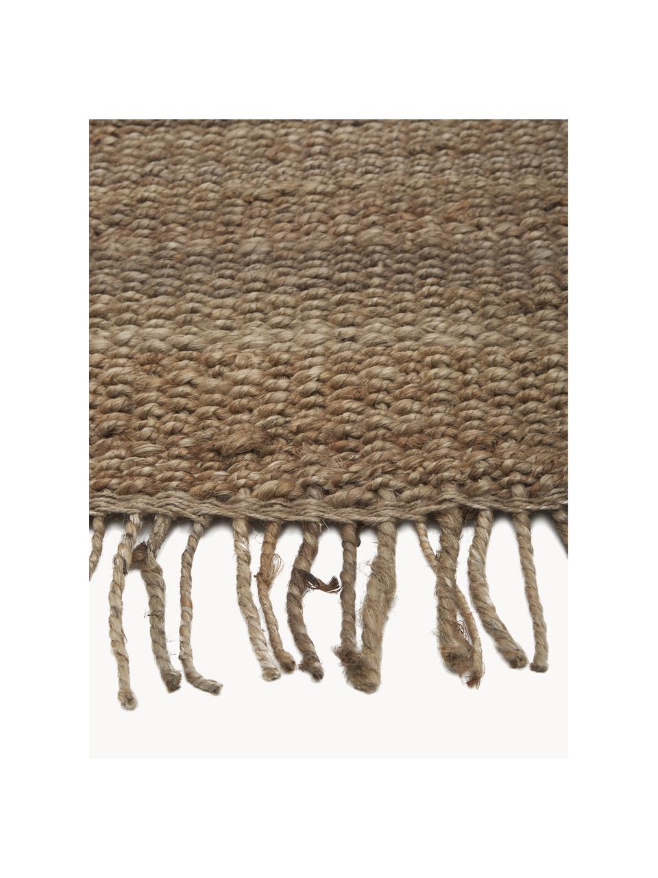 Handgemaakte jute loper Naturals met franjes, 100% jute, Bruin, B 80 x L 250 cm