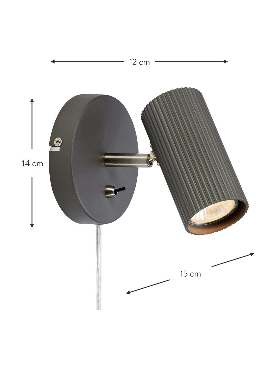 Foco / Aplique orientable Costilla, Pantalla: metal recubierto, Anclaje: metal recubierto, Cable: plástico, Gris antracita, F 12 x Al 14 cm