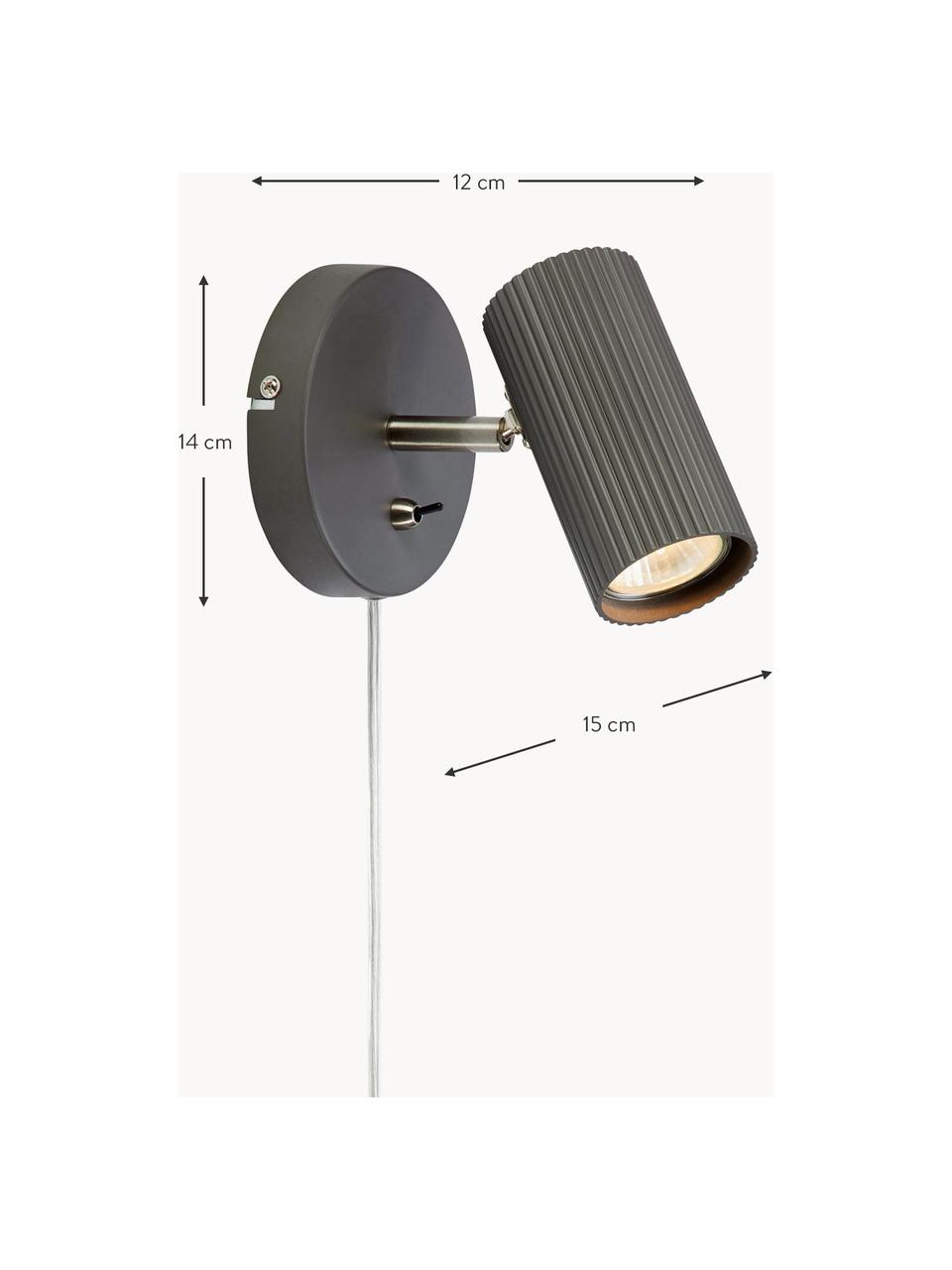 Aplique orientable Costilla, Pantalla: metal recubierto, Anclaje: metal recubierto, Cable: plástico, Gris antracita, F 12 x Al 14 cm