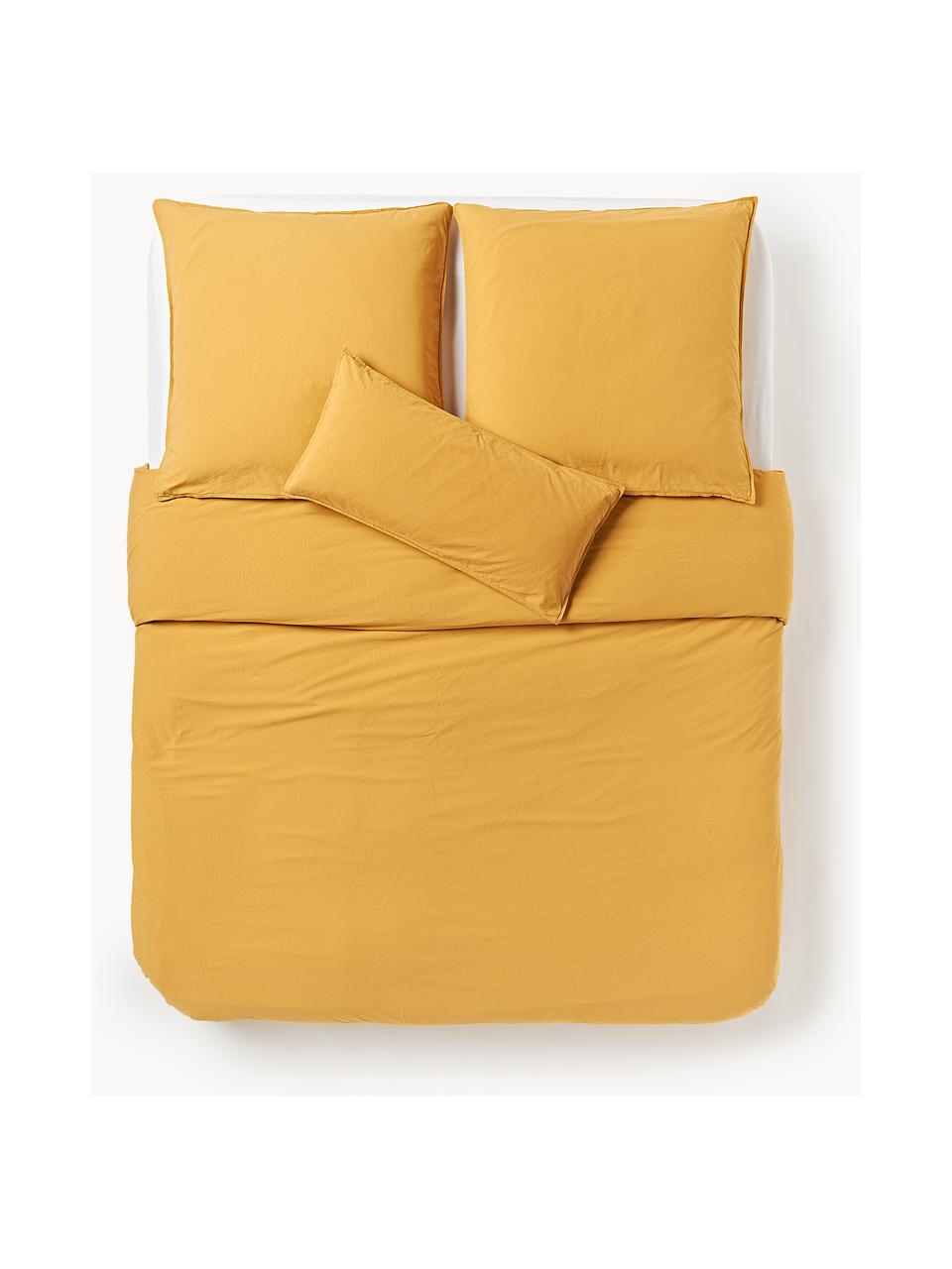 Housse de couette en percale de coton Debbie, Jaune moutarde, larg. 200 x long. 200 cm