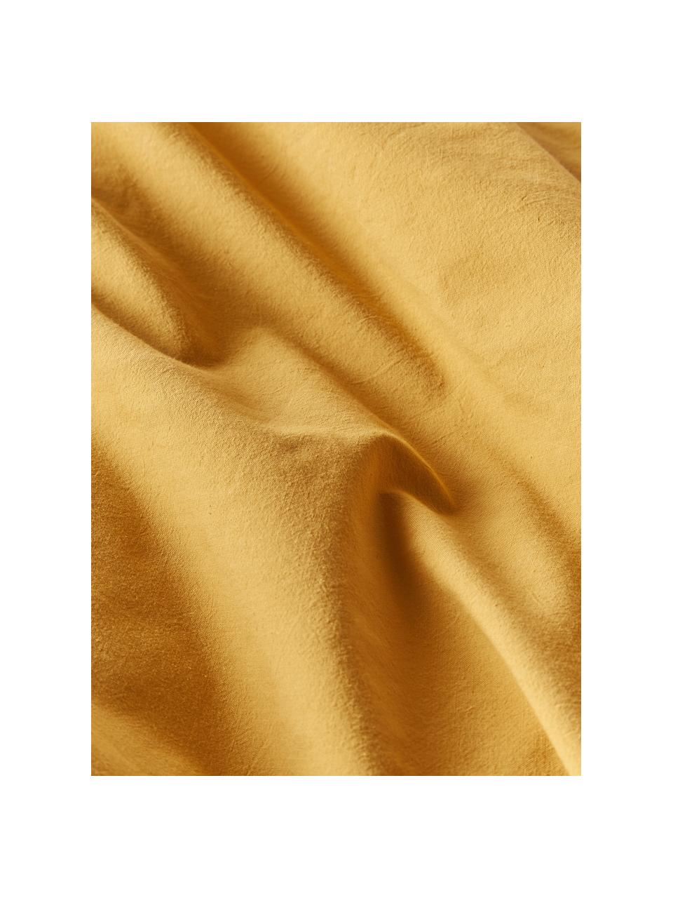 Housse de couette en percale de coton Debbie, Jaune moutarde, larg. 200 x long. 200 cm