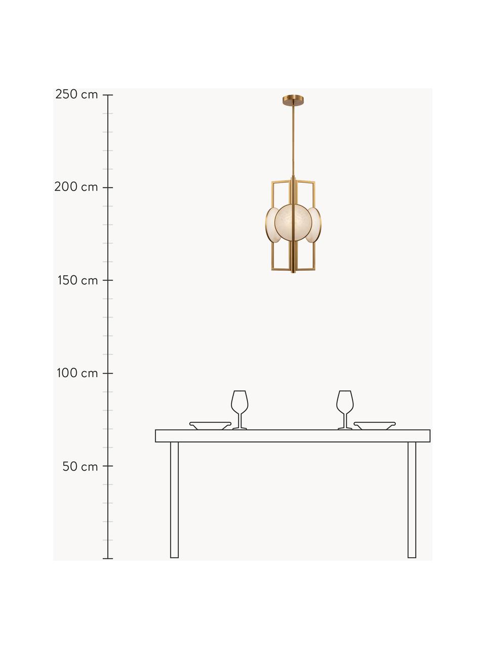 Závěsné svítidlo z mramoru a kovu Marmo, Zlatá, světle béžová mramorovaná, Š 31 cm, V 93 cm