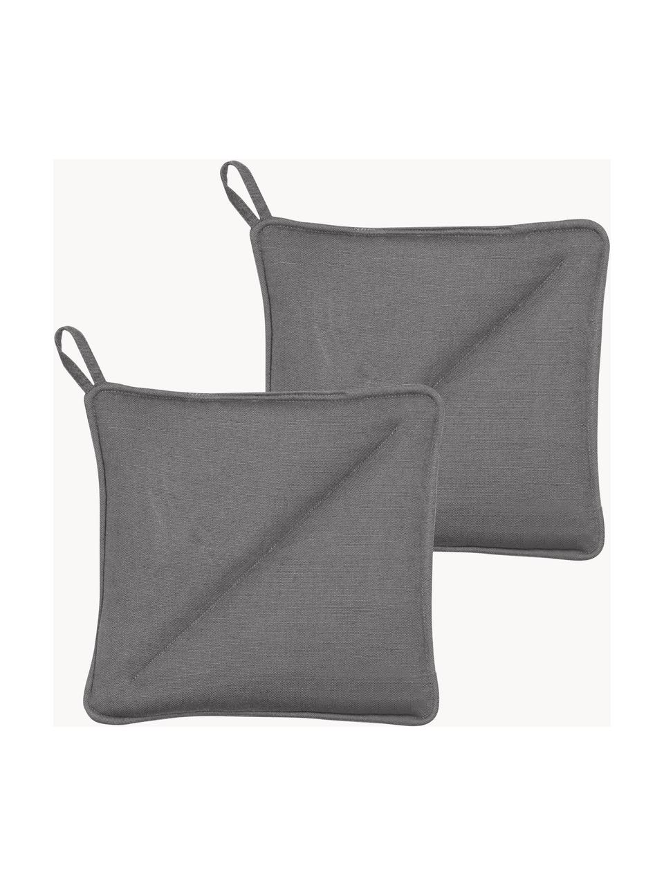 Topflappen Soft Kitchen, 2 Stück, 100 % Baumwolle, Dunkelgrau, B 23 x L 23 cm