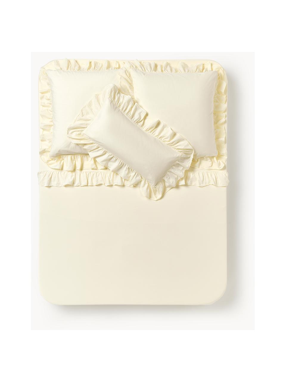 Lenzuolo in cotone percalle lavato Louane, Giallo chiaro, Larg. 240 x Lung. 280 cm