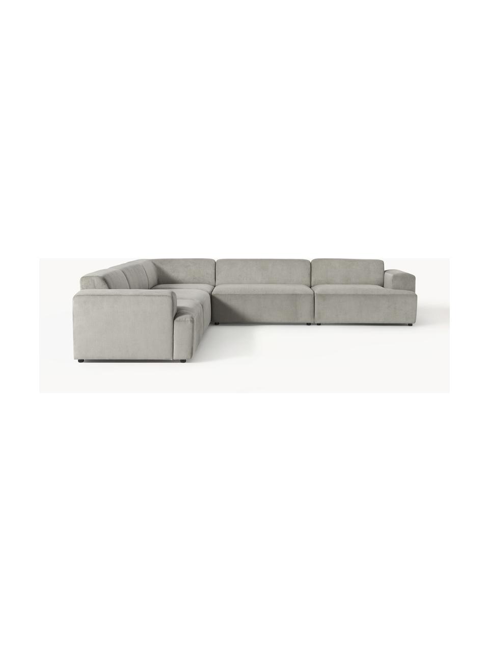 Sofá rinconera longue grande de pana Melva, Tapizado: pana (92% poliéster, 8% p, Estructura: madera de pino y abeto ma, Patas: plástico. Este producto e, Pana gris, An 339 x F 339 cm