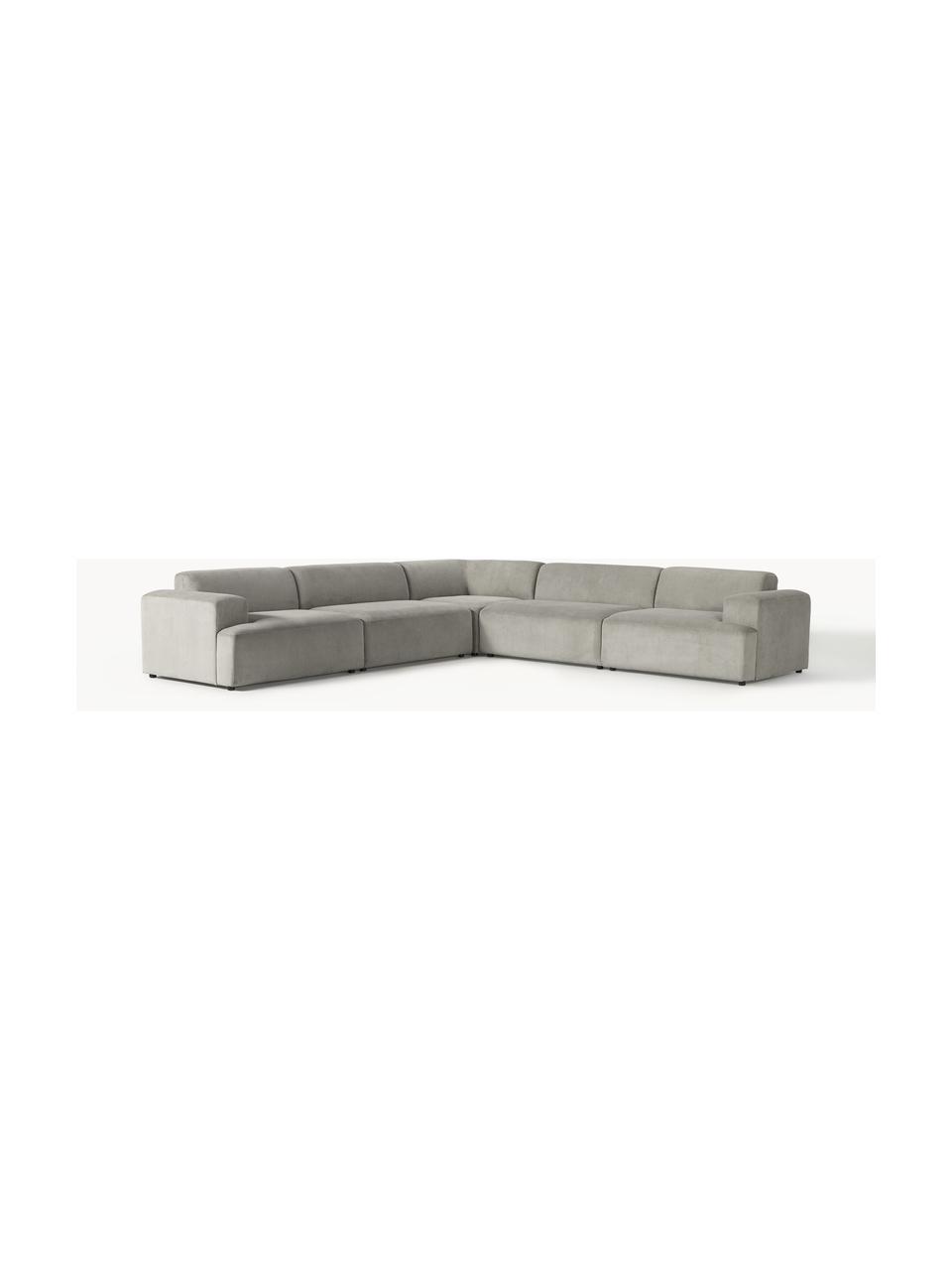 XL-Ecksofa Melva aus Cord, Bezug: Cord (92 % Polyester, 8 %, Gestell: Massives Kiefernholz, Spe, Cord Grau, B 339 x T 339 cm