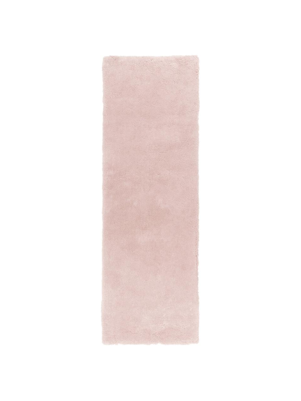 Flauschiger Hochflor-Läufer Leighton in Rosa, Flor: 100% Polyester (Mikrofase, Rosé, 80 x 250 cm