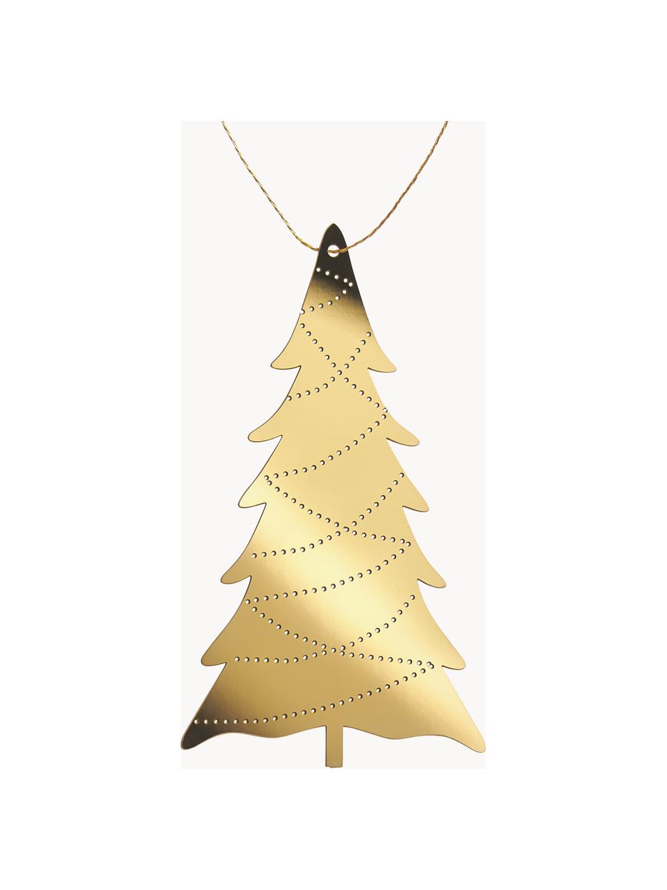 Adornos navideños Deco Tree, 4 uds., Acero inoxidable, latón, Dorado, An 7 x Al 11 cm