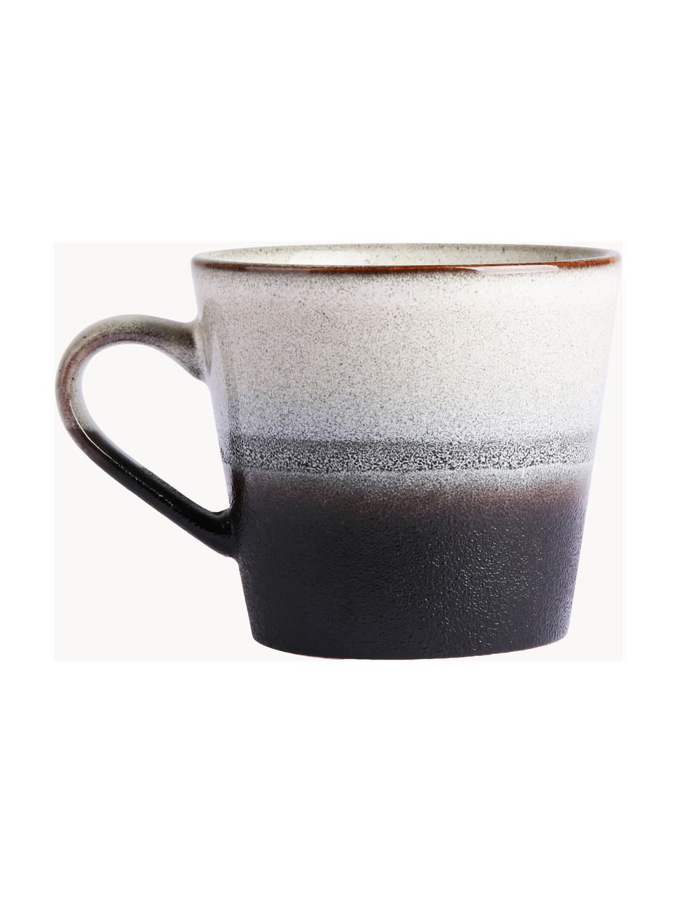 Tazas artesanales 70's, 4 uds., Gres, Tonos beige y negros, Ø 12 x Al 9 cm, 300 ml