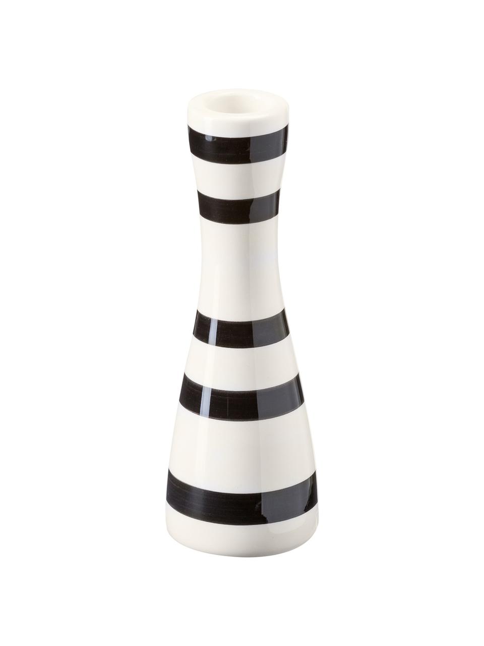 Kerzenhalter Omaggio, Keramik, Schwarz, Weiß, Ø 6 x H 16 cm