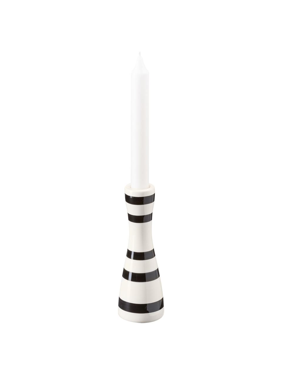 Bougeoir Omaggio, Céramique, Noir, blanc, Ø 6 x haut. 16 cm