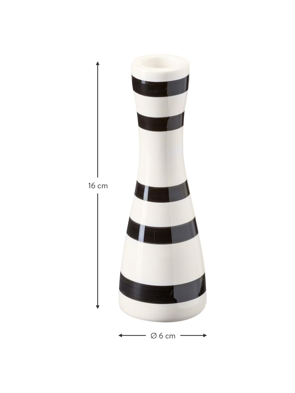 Kerzenhalter Omaggio, Keramik, Schwarz, Weiß, Ø 6 x H 16 cm
