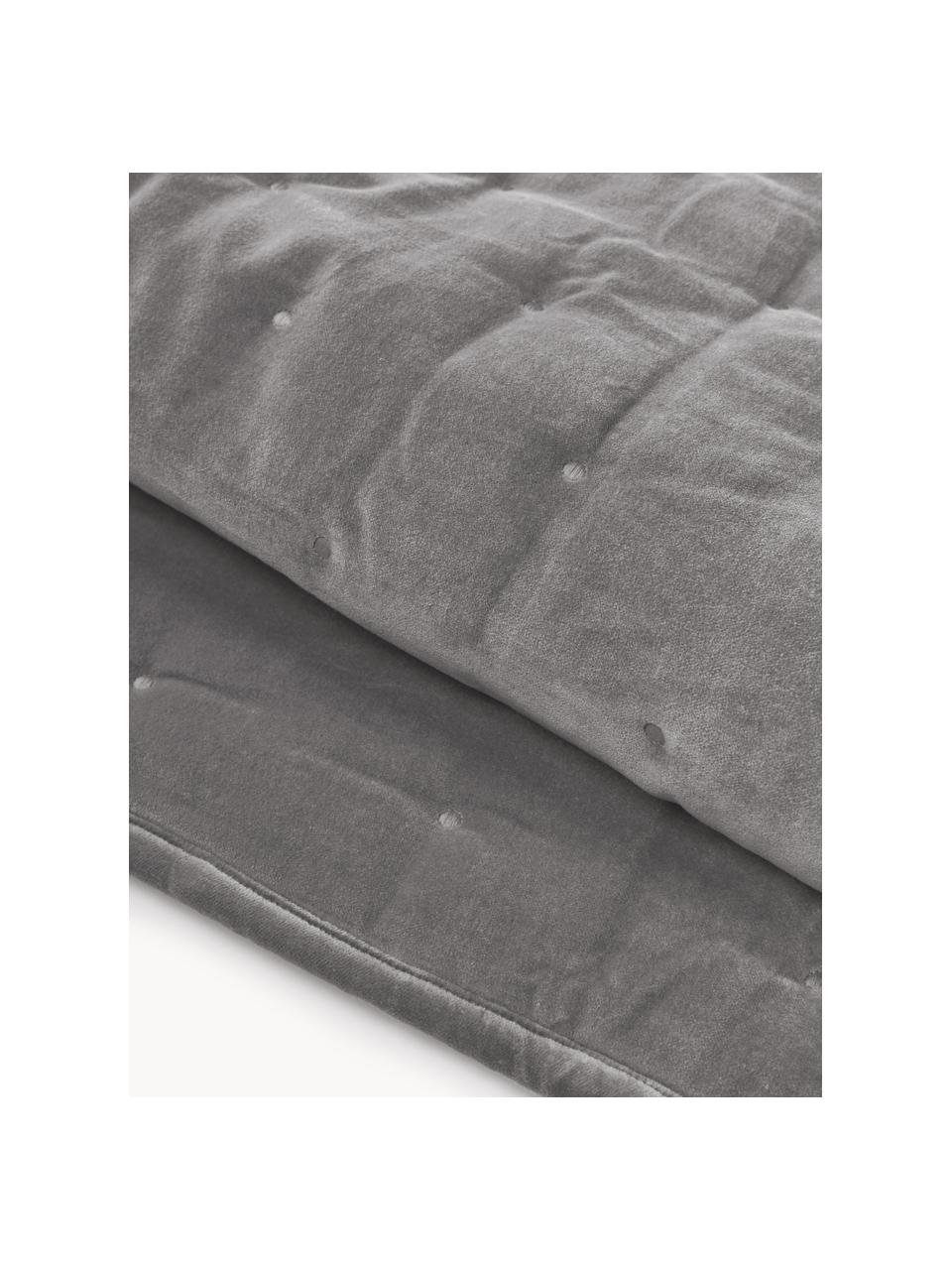 Colcha de terciopelo acolchada Cheryl, Parte superior: terciopelo de algodón, Reverso:  algodón, Gris, An 240 x L 250 cm (para camas de 200 x 200 cm)