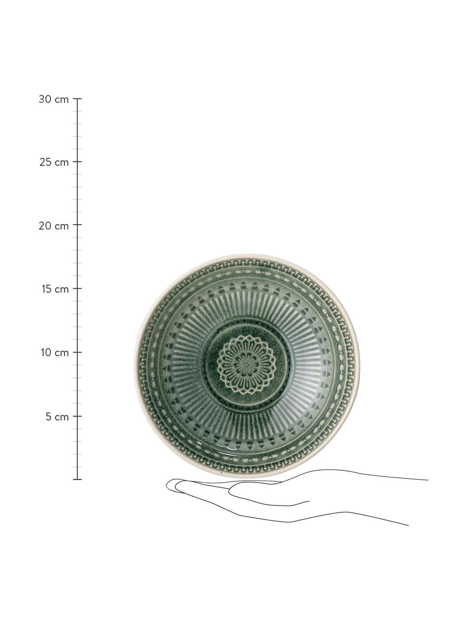 Ręcznie wykonana miska Rani Ø 18 cm, Kamionka, Zielony, Ø 18 cm