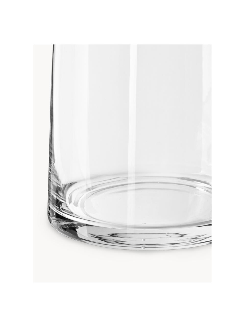 Mundgeblasene Glas-Vase Myla, H 40 cm, Glas, Transparent mit Goldrand, Ø 18 x H 40 cm