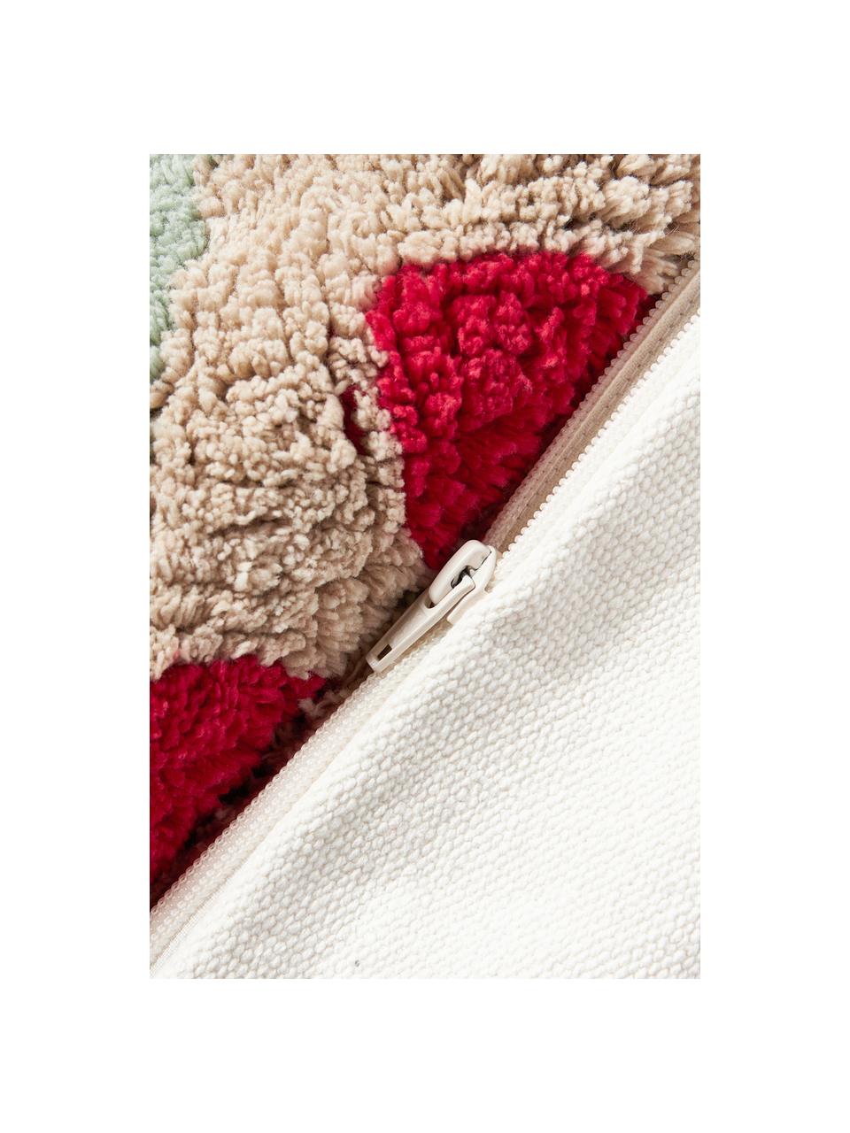 Všívaný oboustranný povlak na polštář se zimním motivem Nathaniel, 100 % bavlna, Červená, zelená, Š 45 cm, D 45 cm