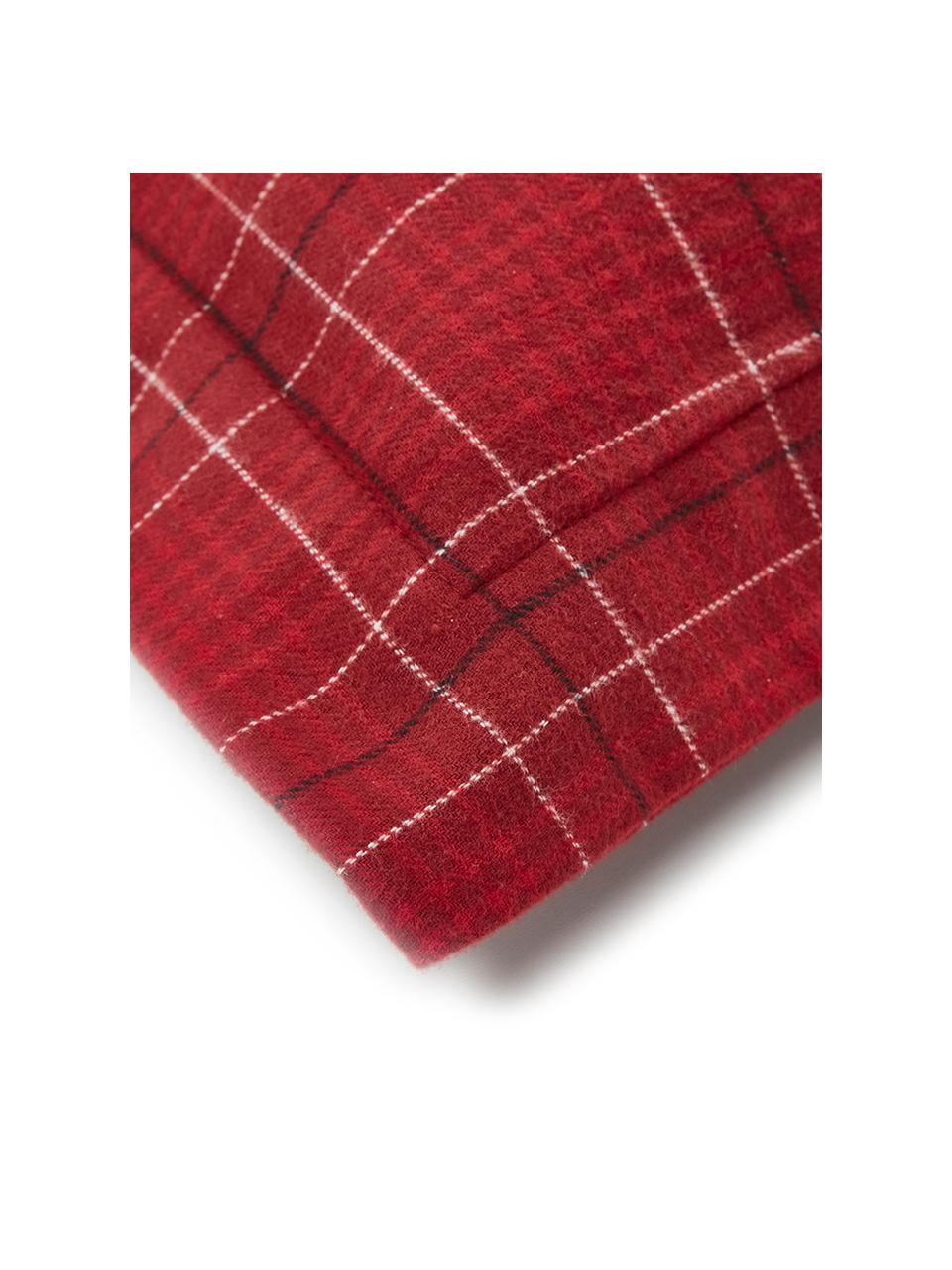 Flanell-Kissenbezug Checked in Rot, kariert, Webart: Flanell Flanell ist ein k, Rot, Weiss, Schwarz, 40 x 80 cm