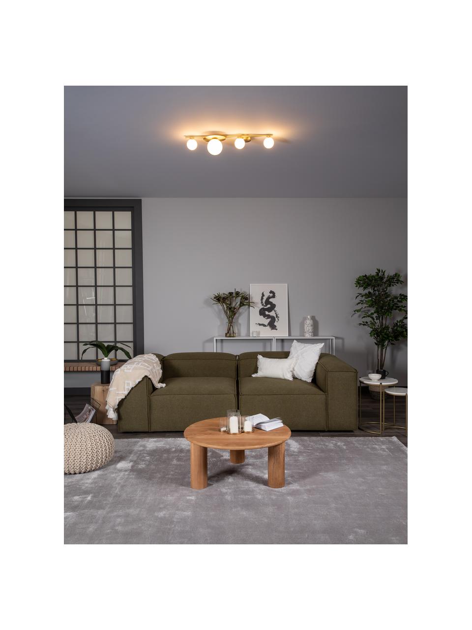 Stropná lampa z opálového skla Ciara, Stropný kryt a objímka: matná mosadzná Tienidlo: biela, Š 69 x V 16 cm