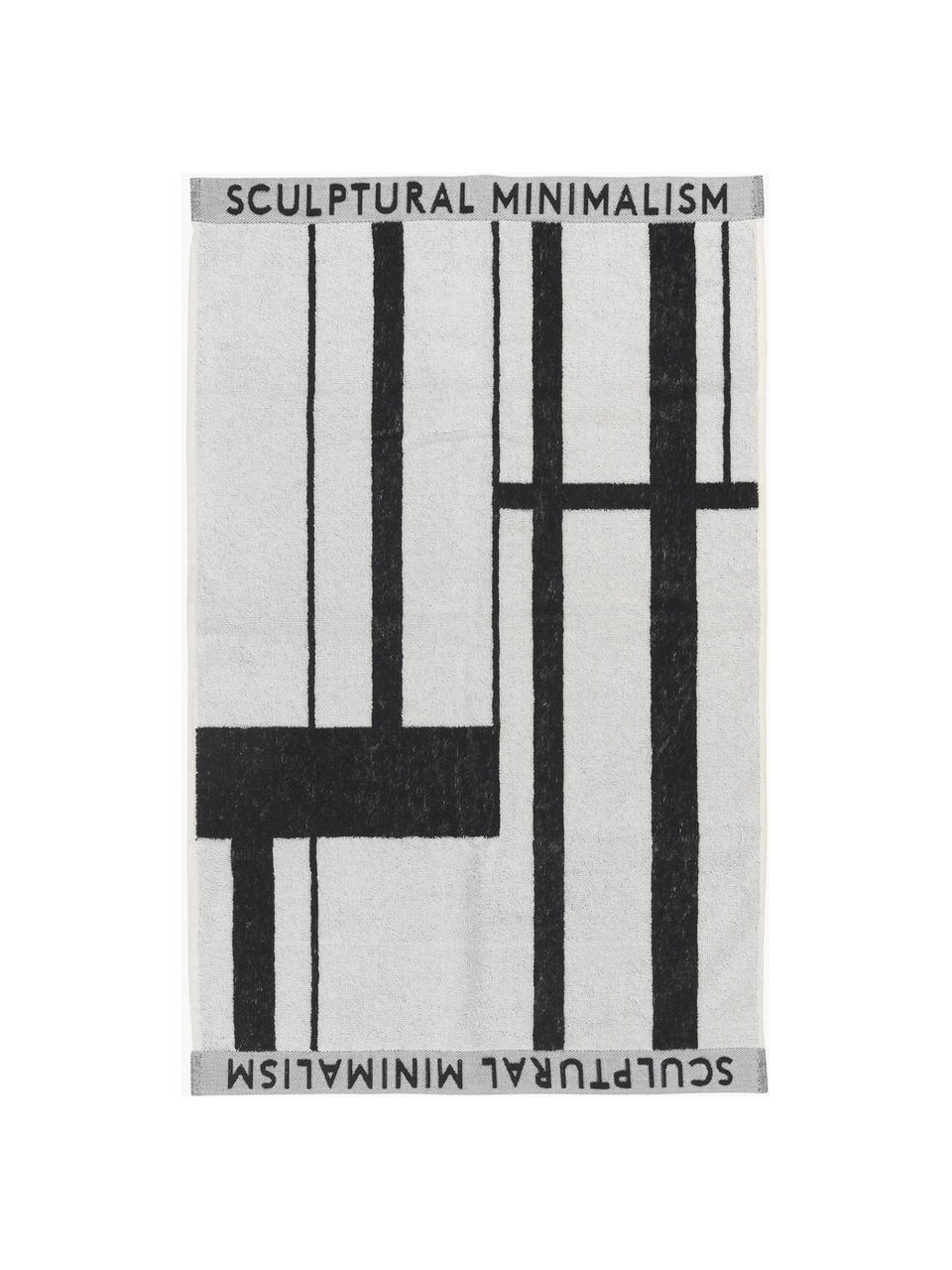 Asciugamano Minimal, Cotone, Bianco latteo, nero, Telo bagno, Larg. 70 x Lung. 140 cm
