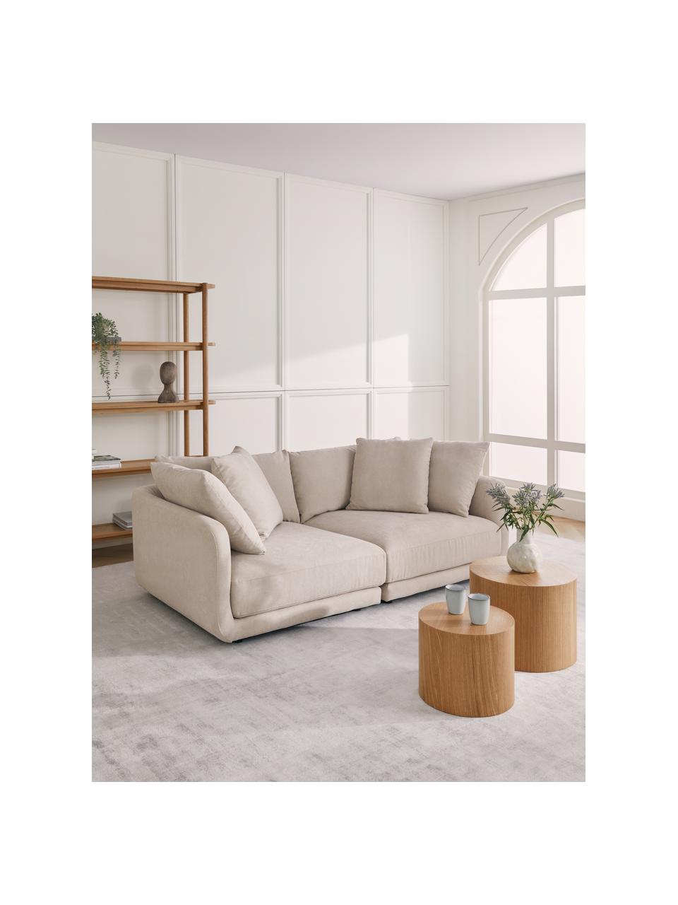 Modulares Sofa Jasmin (3-Sitzer) in Beige, Bezug: 85% Polyester, 15% Nylon , Gestell: Massives Fichtenholz FSC-, Füße: Kunststoff, Webstoff Beige, B 208 x H 84 cm