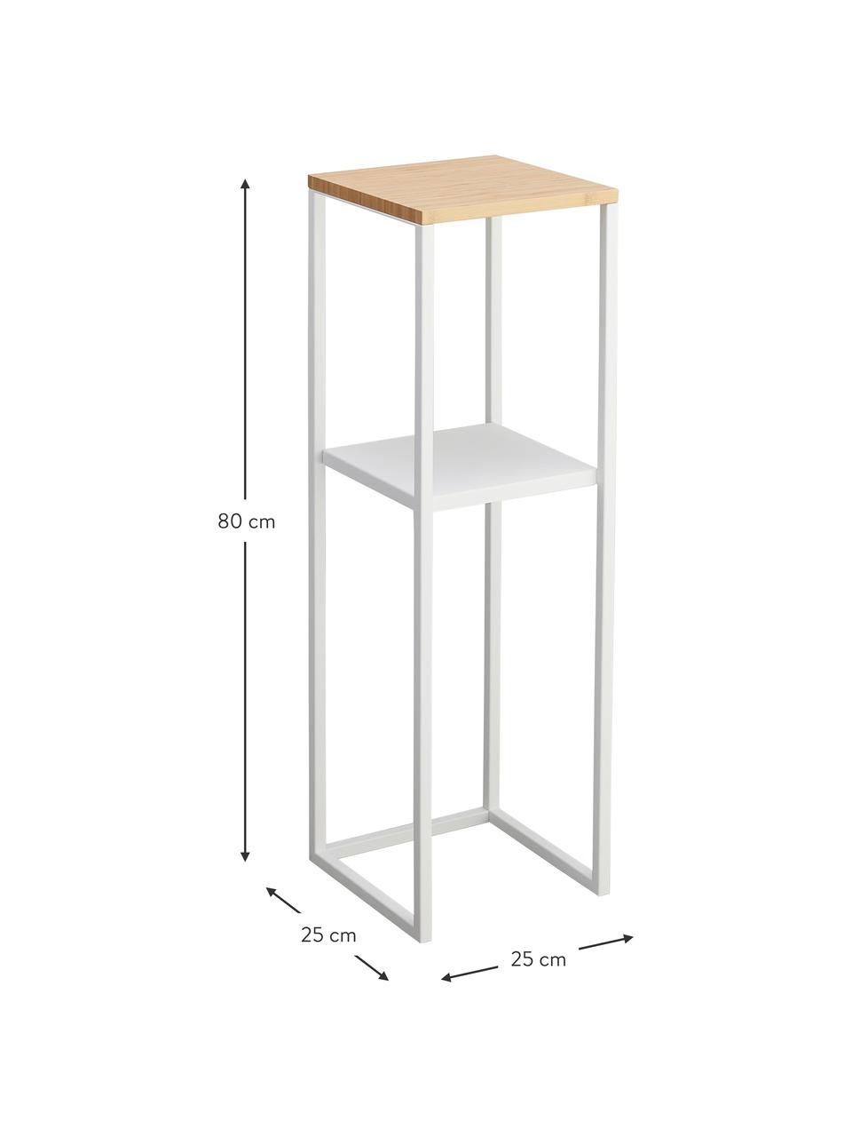 Étagère avec plateau en bambou Tower, Blanc, larg. 80 x prof. 25 cm