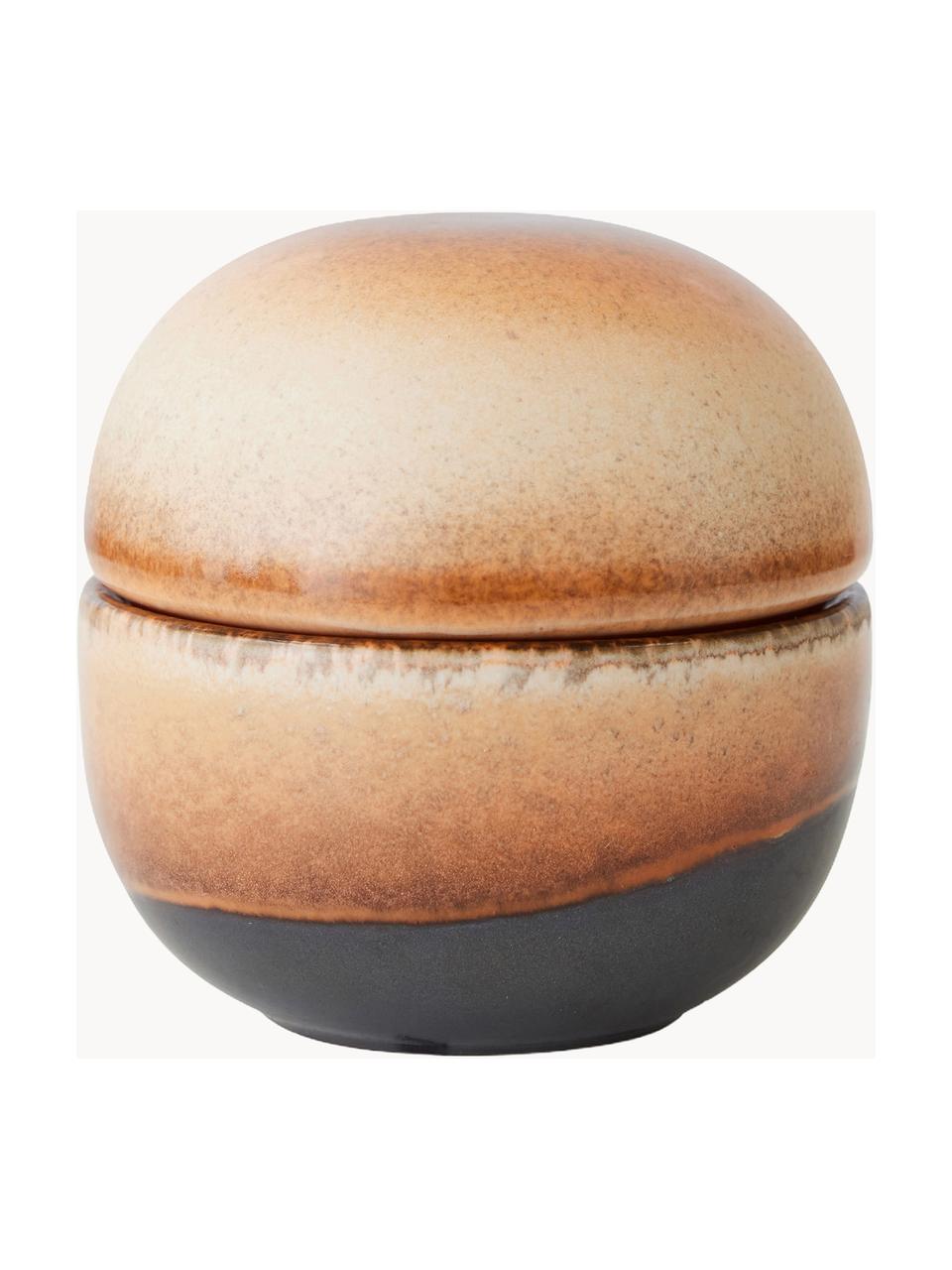Ručně vyrobená keramická cukřenka 70's, Keramika, Odstíny hnědé, Ø 8 cm, V 8 cm