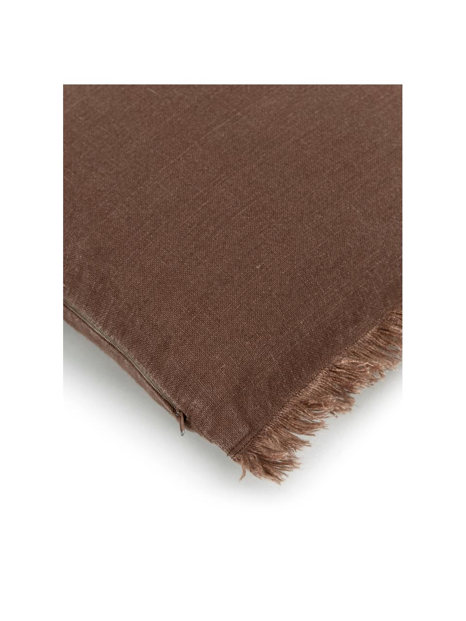 Housse de coussin pur lin brun foncé Luana, 100 % pur lin

Le lin est naturellement doté d'un toucher plutôt rugueux et d'un aspect froissé
Sa résistance élevée au accrocs lui confère robustesse et longévité, Brun, larg. 30 x long. 50 cm