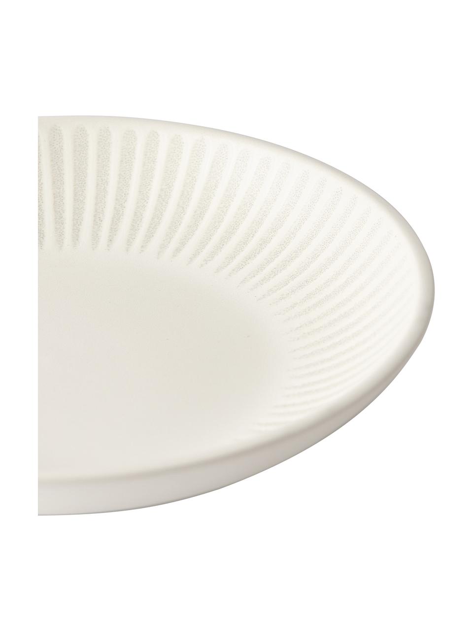 Pastabord Zabelle met streepversiering, 4 stuks, Keramiek, Crèmewit, beige, Ø 24 x H 5 cm