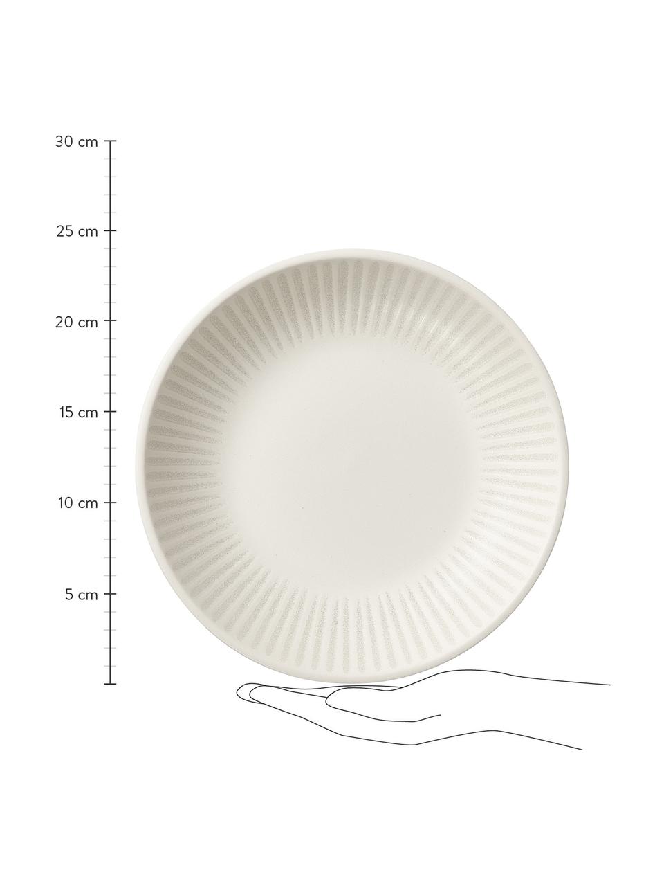 Pastateller Zabelle mit Streifendekor, 4 Stück, Steingut, Cremeweiß, Beige, Ø 24 x H 5 cm
