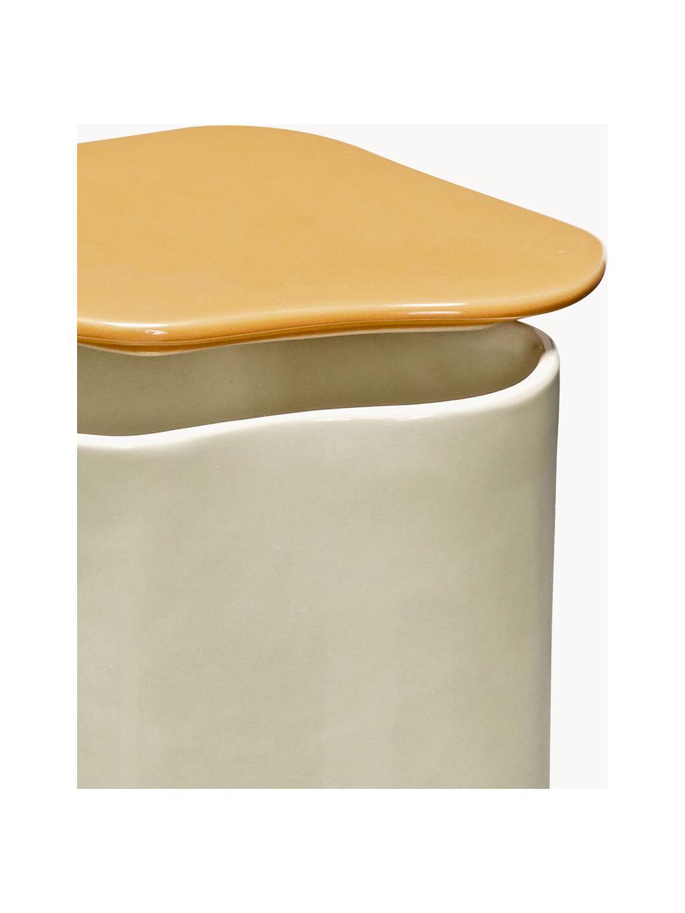 Boîte de rangement artisanal Amare, Poudre de roche, Beige clair, orange, Ø 16 x haut. 21 cm