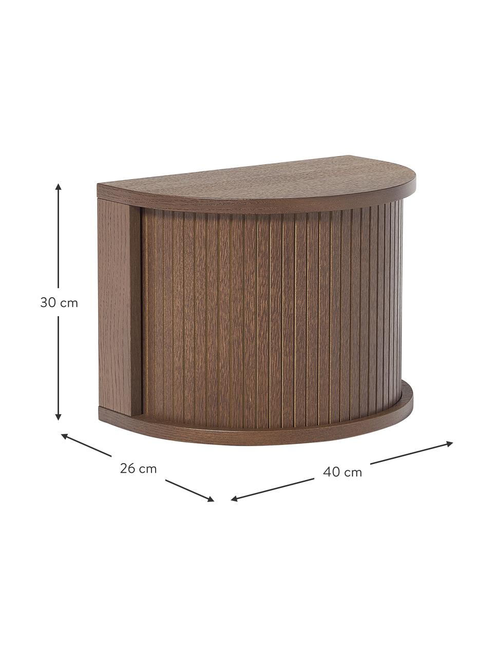 Nástěnný noční stolek s žebrováním Front, Vzhled ořechového dřeva, Š 40 cm, V 30 cm