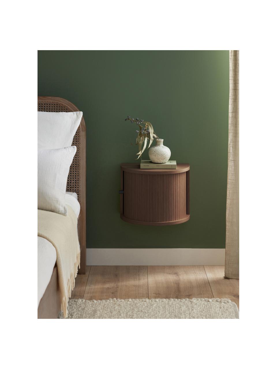 Nástěnný noční stolek s žebrováním Front, Vzhled ořechového dřeva, Š 40 cm, V 30 cm