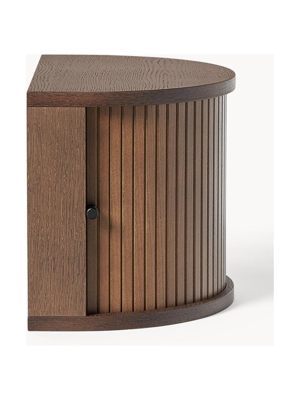 Nástěnný noční stolek s žebrováním Front, Dubové dřevo, tmavě hnědě lakované, Š 40 cm, V 30 cm