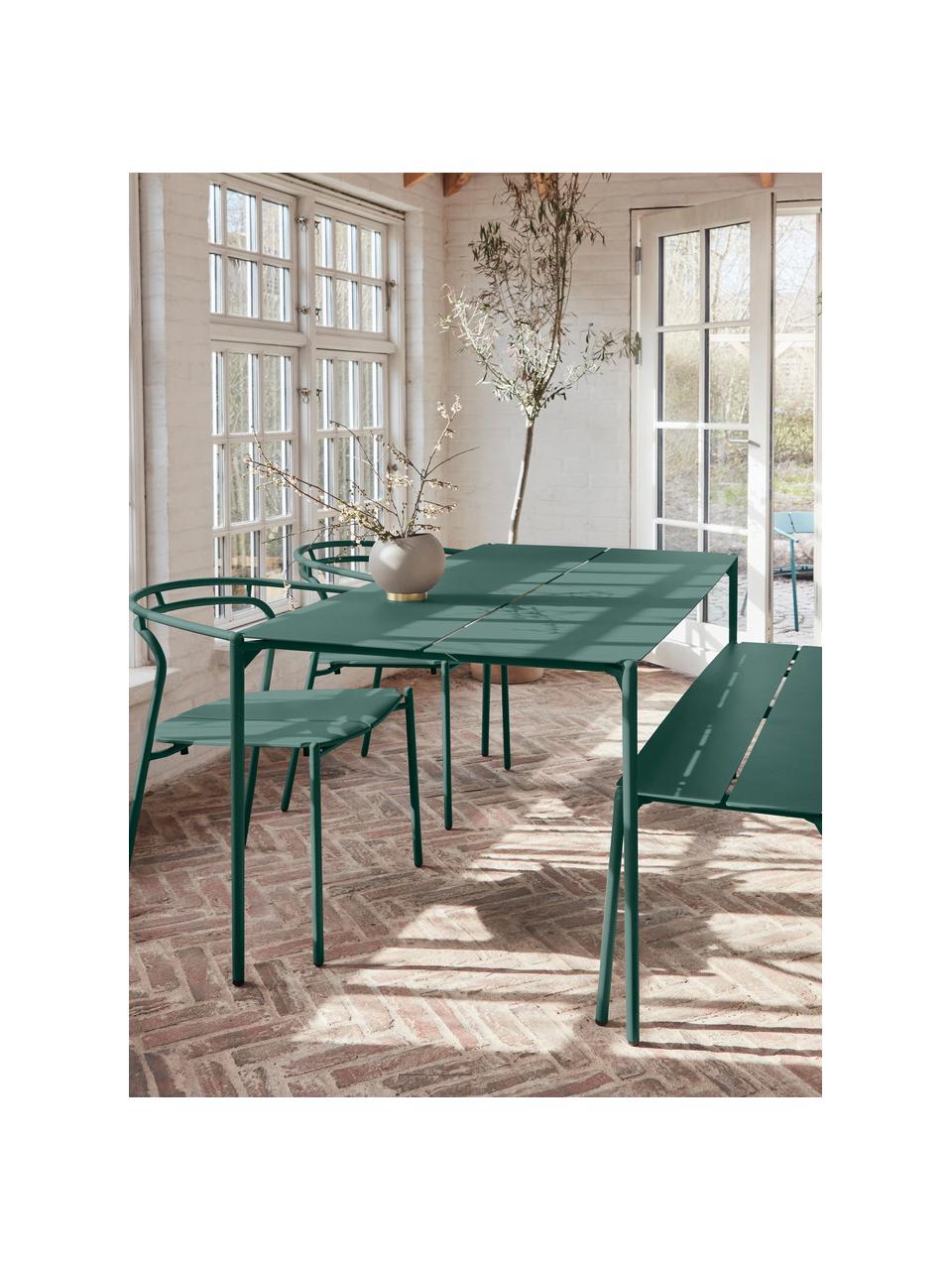 Kovový záhradný stôl Novo, Potiahnutá oceľ, Tmavozelená, Š 160 x V 80 cm