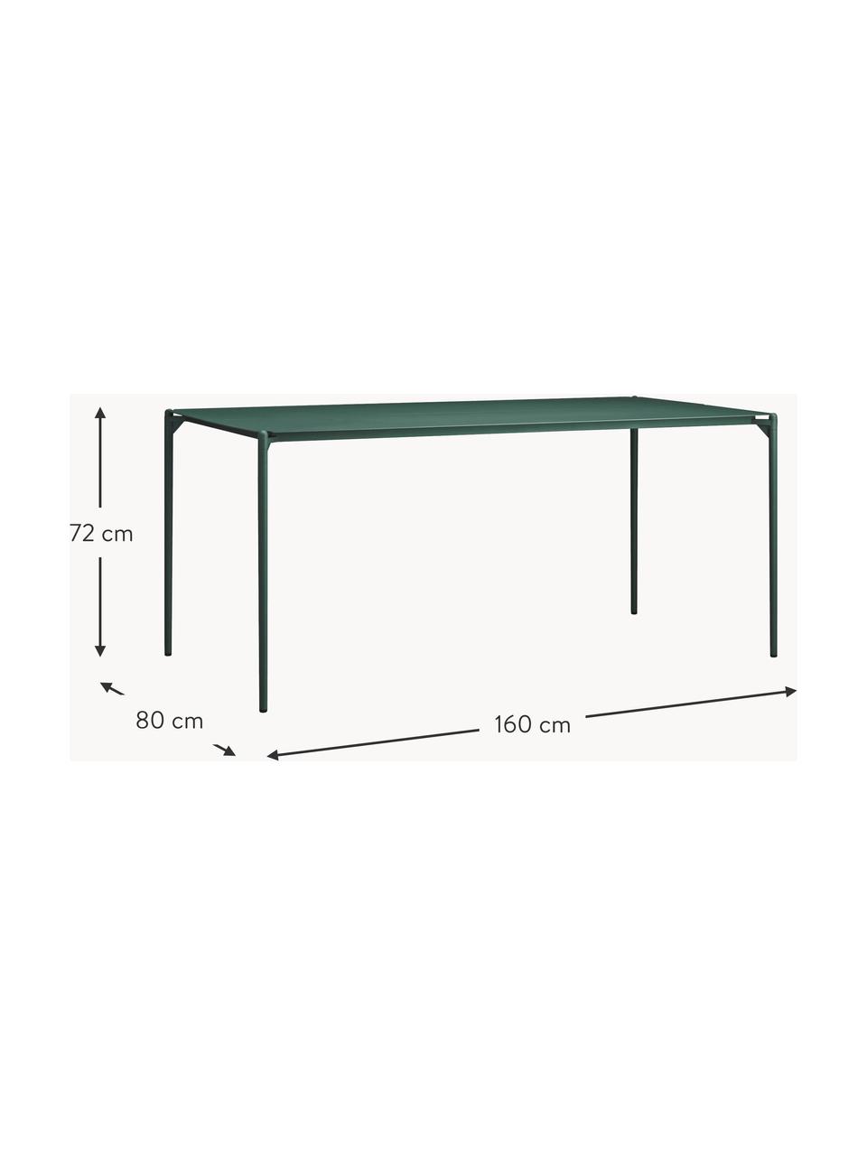 Tavolino da giardino in metallo Novo, Acciaio rivestito, Verde scuro, Larg. 160 x Prof. 80 cm