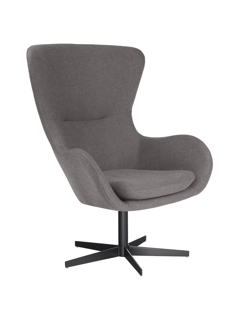 Poltrona girevole Wing, Rivestimento: 93% poliestere, 5% cotone, Gambe: metallo verniciato a polv, Tessuto antracite, Larg. 76 x Prof. 77 cm