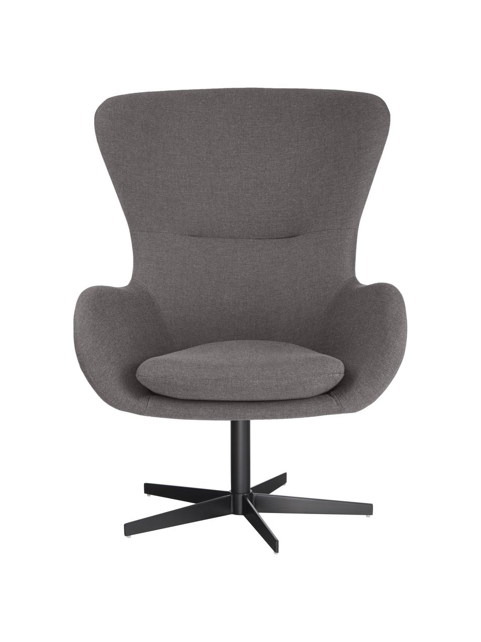 Fauteuil à oreilles pivotant Wing, Anthracite, larg. 76 x prof. 77 cm