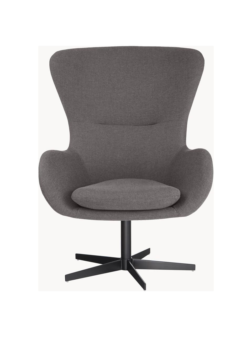 Draaibare fauteuil Wing, Bekleding: 93% polyester, 5% katoen,, Poten: gepoedercoat metaal, Geweven stof donkergrijs, B 76 x D 77 cm