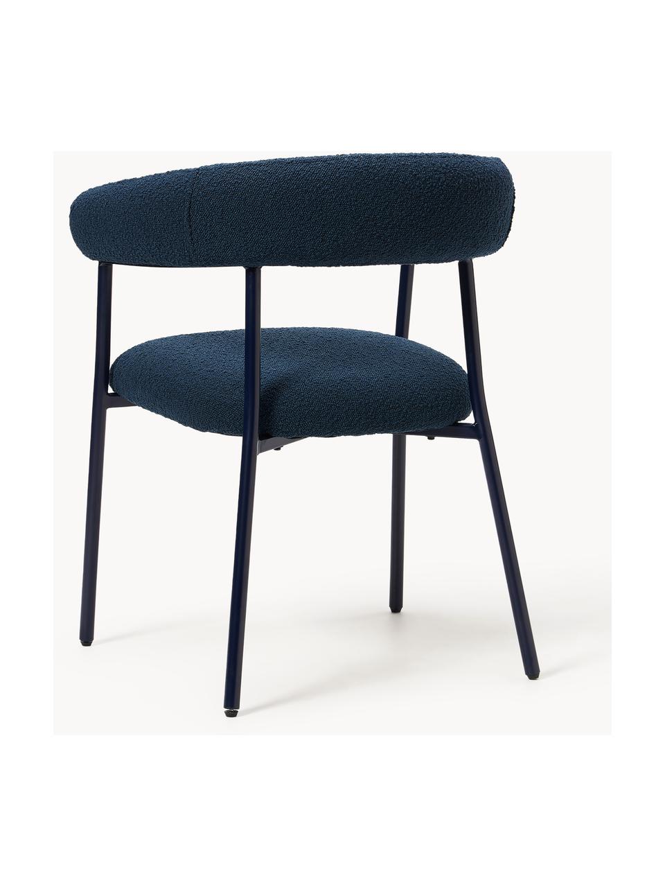 Chaises rembourrées en bouclette Thiago, 2 pièces, Tissu bouclé bleu foncé, larg. 60 x prof. 54 cm