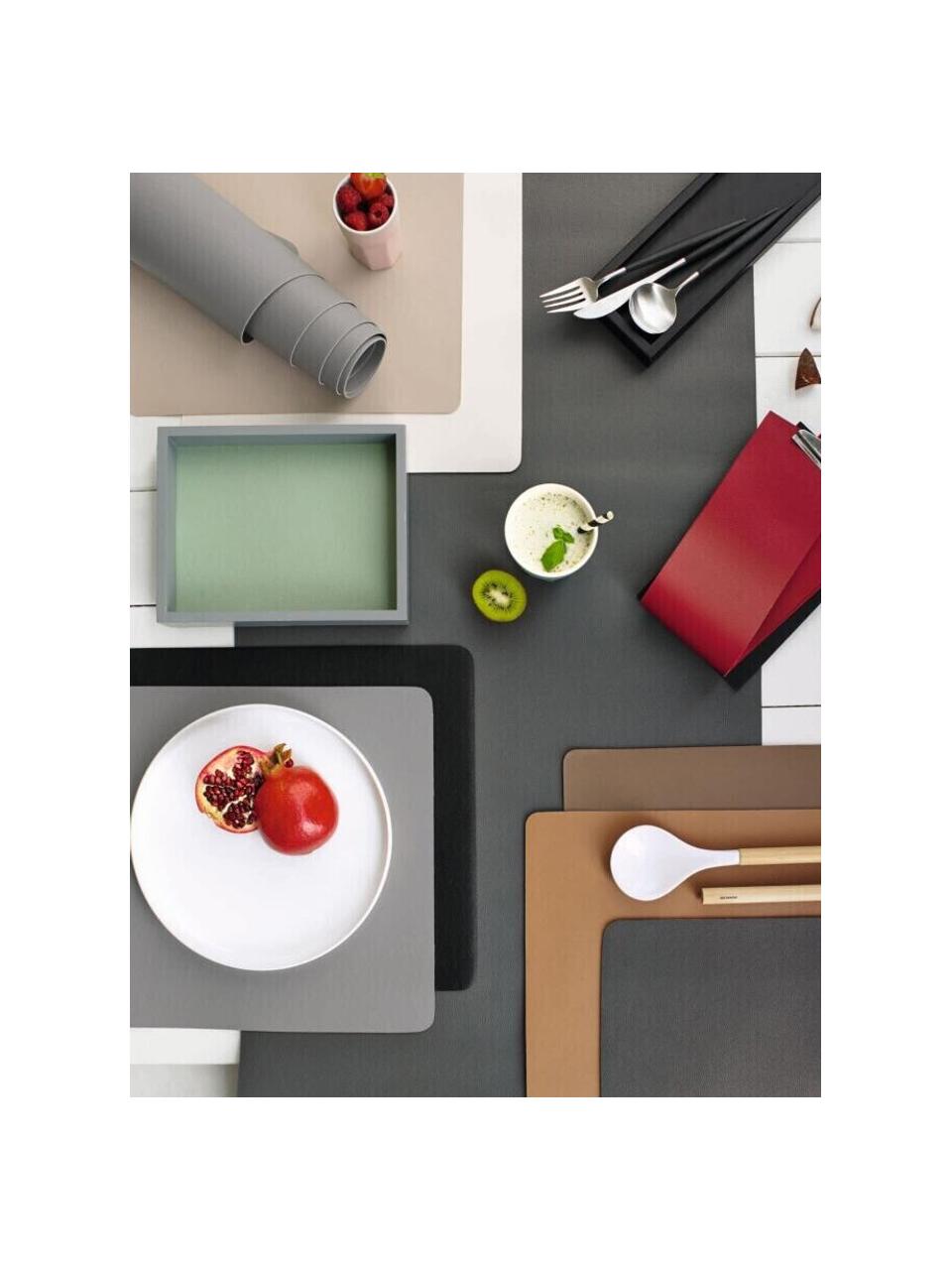 Kunstleren placemats Pik, 2 stuks, Kunstleer (PVC), Taupe, B 33 x L 46 cm