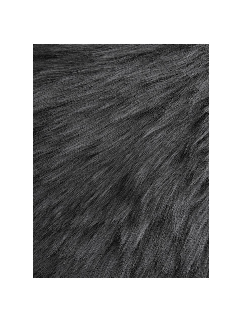 Piel de oveja Oslo, Parte delantera: 100% piel de oveja, Reverso: 100% cuero cuertido, Gris oscuro, An 60 x L 90 cm