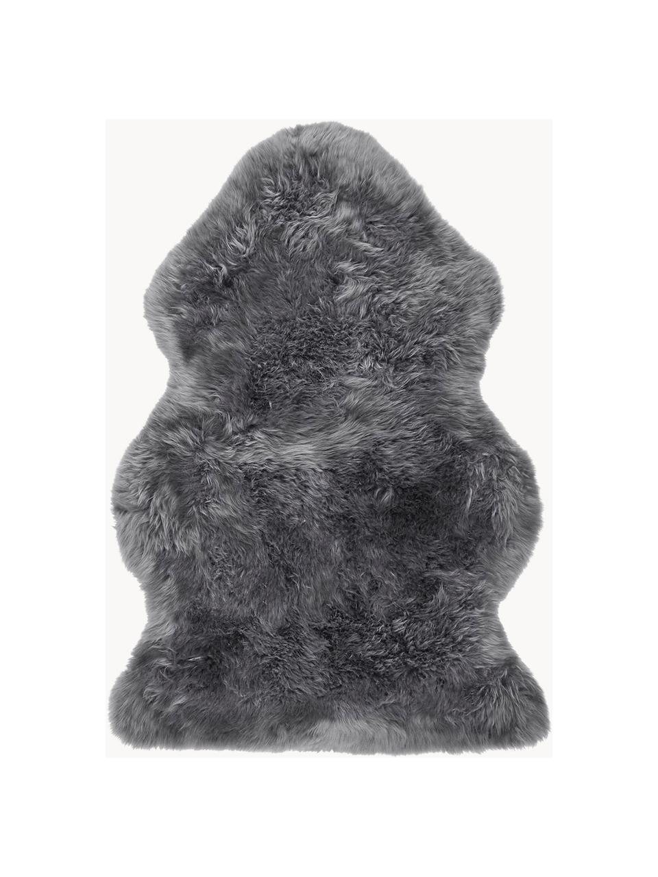 Peau de mouton lisse Oslo, Gris foncé, larg. 60 x long. 90 cm