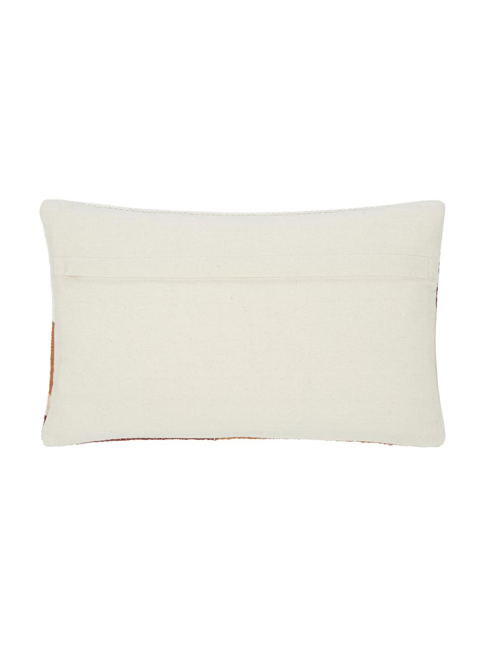 Handgewebte Kissenhülle Beta mit abstraktem Muster, 100% Baumwolle, Rosa, Weiß, B 30 x L 50 cm