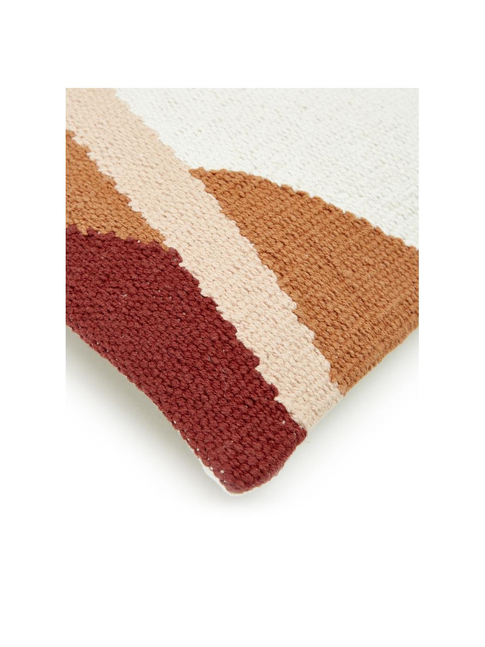 Ručne tkaný poťah na vankúš s abstraktným vzorom Beta, 100 %  bavlna, Bledoružová, biela, Š 30 x D 50 cm